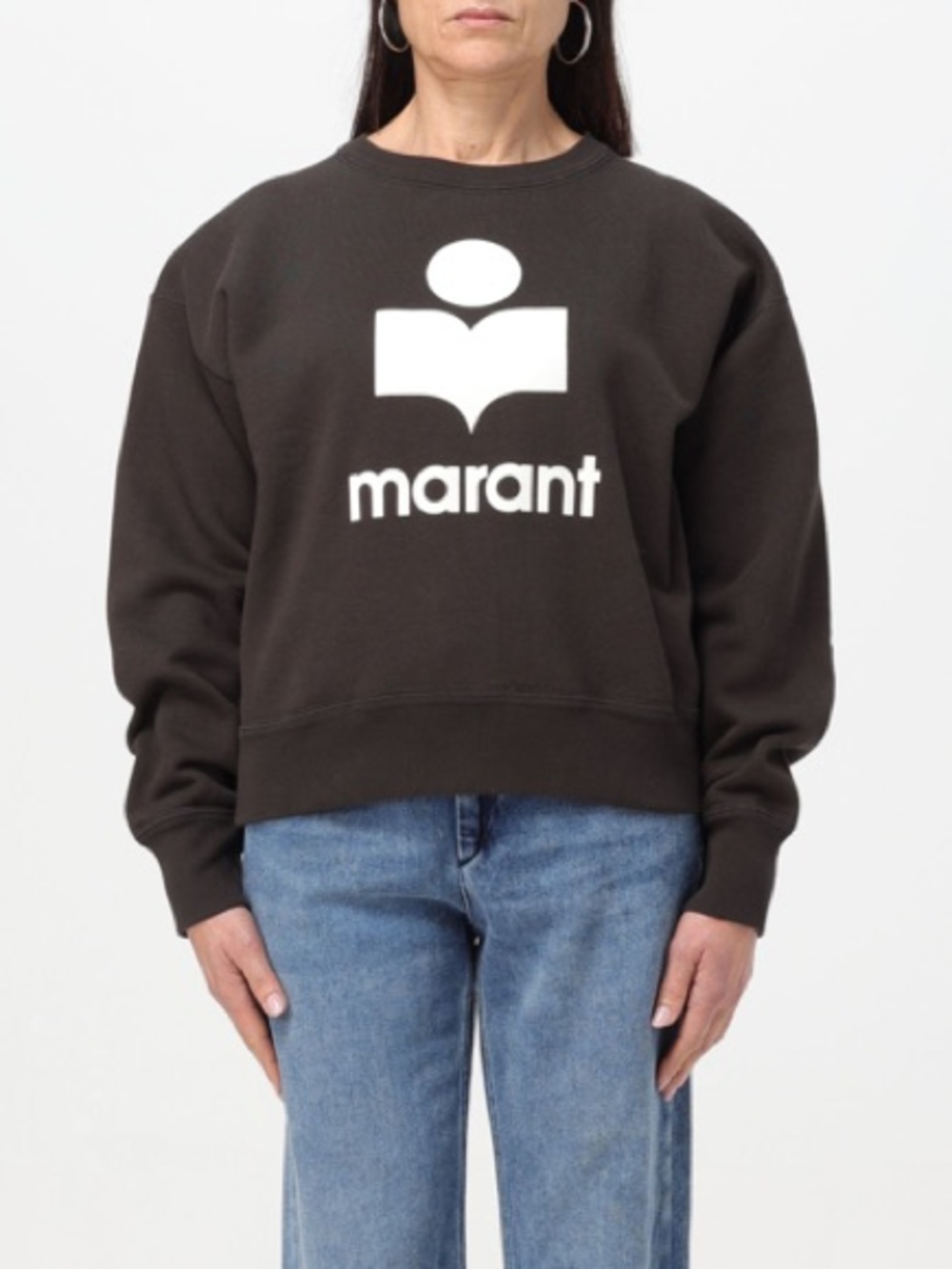 Isabel Marant brown crewneck sweatshirt with white logo
